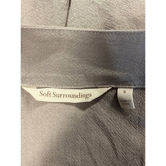 Soft Surroundings Size Small S Tan Open Front Jacket Button Accent Women EUC - Picture 6 of 7